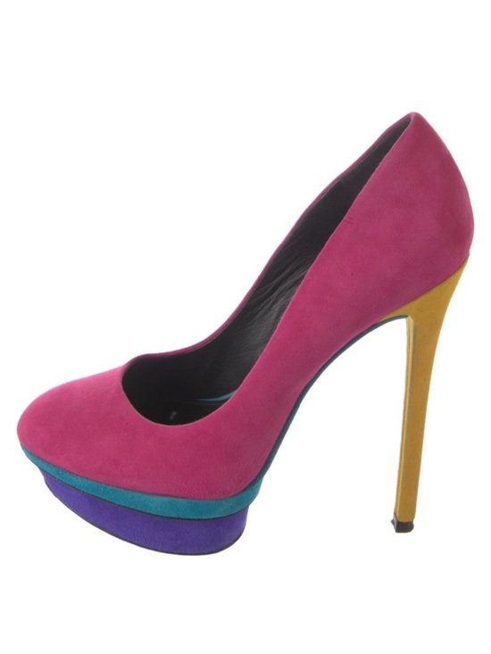 Brian Atwood Shoes - Brian Atwood Fontanne Multi Colorblock Suede Platform Pump